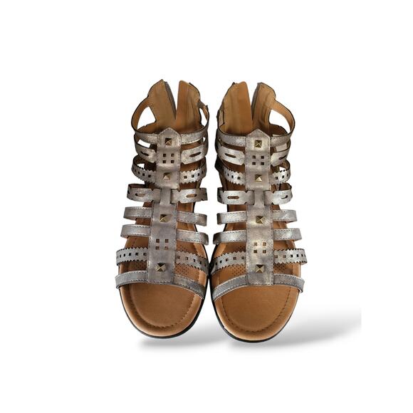 NIB Comfortview Gladiator Metallic Sandals Zip Closure 9.5WW - Picture 2 of 7